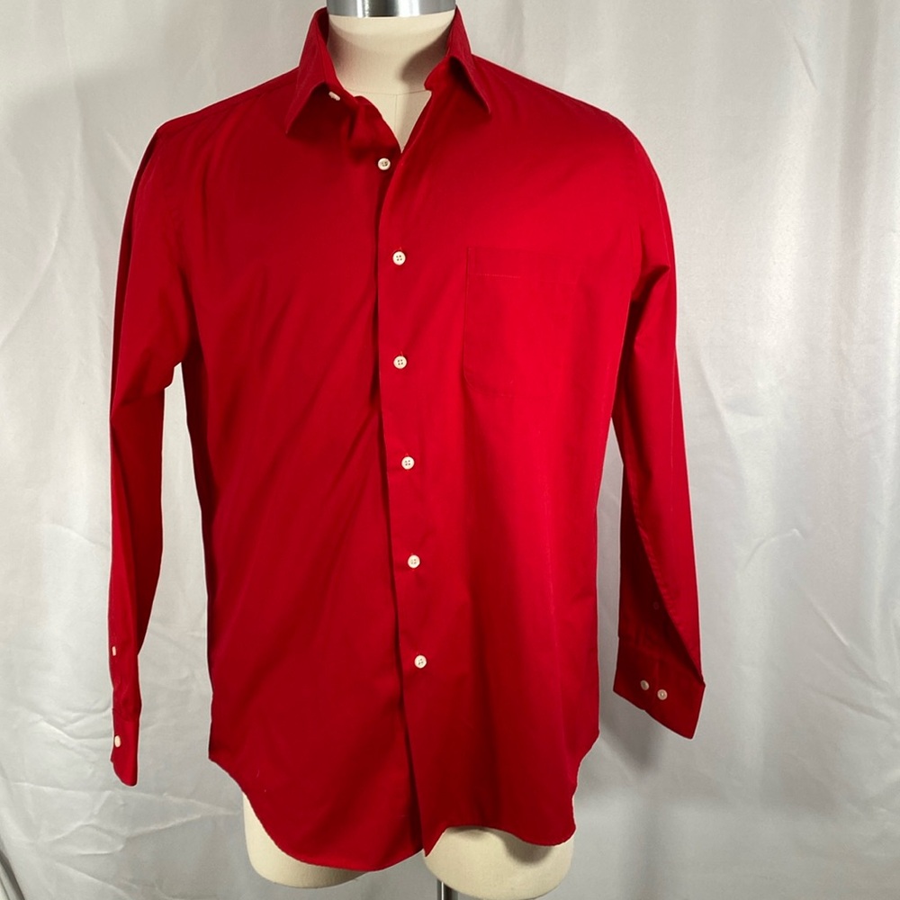 Croft & Barrow red button up dress shirt Valentine datenight large 16-16.5 34/35